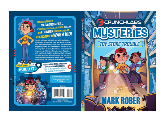 Front and Back Cover of Book 1 in CrunchLabs Mysteries Book Series