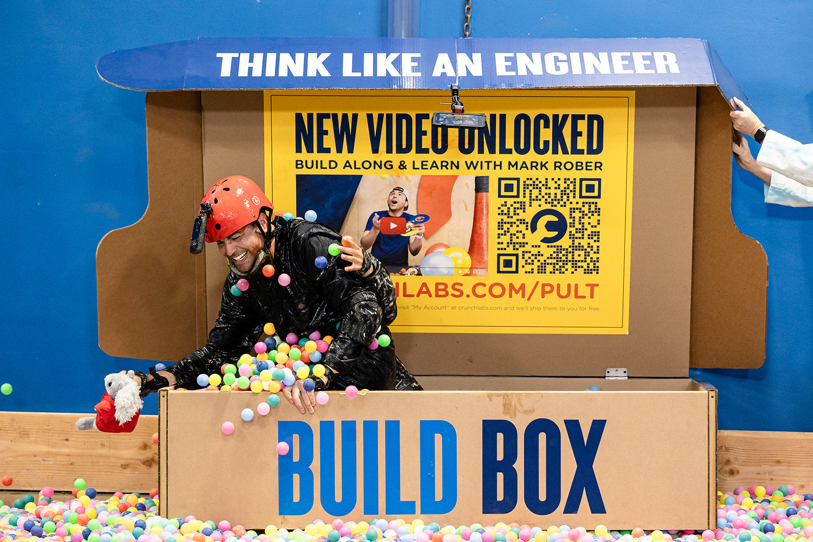 Mark Jumping Out of a Giant Build Box