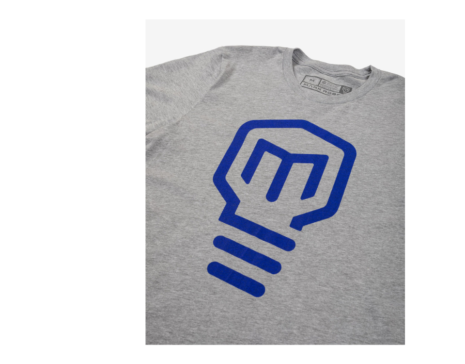 Mark Rober Logo T-Shirt (Heather Gray and Blue)