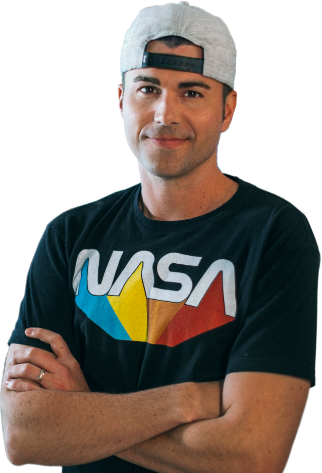 Photo of Mark Rober in a NASA t-shirt